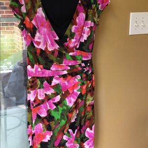 Brightly colored floral dress